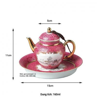 BỘ ẤM CHÉN CẢNH TUYẾT HỒNG